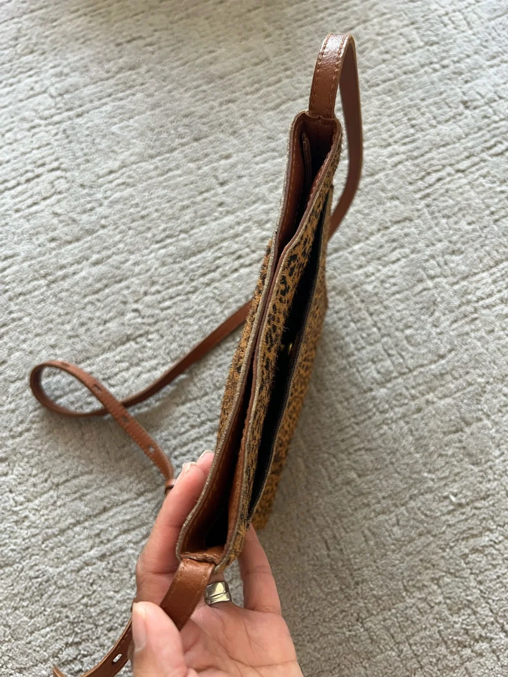 Madewell The Slim Brooklyn Crossbody Bag, Mini Leopard Calf Hair
